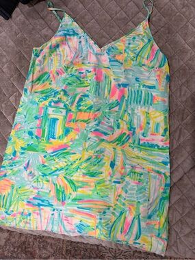 Lily Pulitzer Shift Dress Bright Abstract Print Cami Dress - Neon Pastels